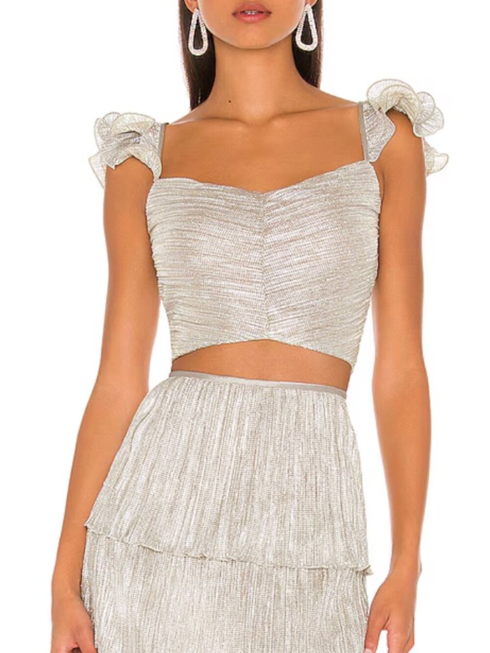 SAYLOR Silver Metallic Crop Top